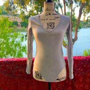 Gray V-neck Bodysuit